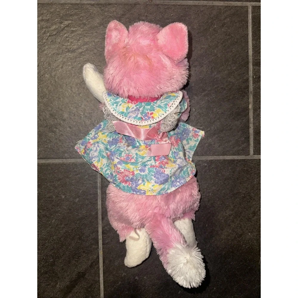 Animal Alley Pink Cat Plush 14 Inch Laying Down Floppy Kitten Toys R Us Rare HTF